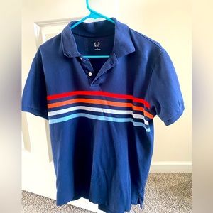 Gap Men’s Striped Polo Shirt, Navy, Medium